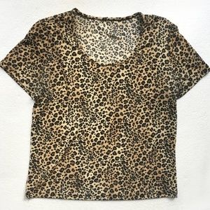 Leopard Animal Print Small Stretch Blouse Top